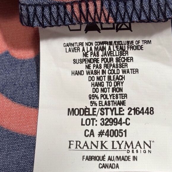 Frank Lyman Chain Print Knit Top Women’s Size 14 Navy Blue Orange Bell Sleeves - Picture 12 of 12